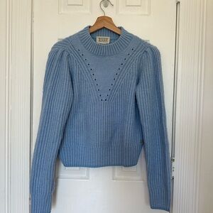 Scotch & Soda Blue Crew Neck Sweater with Pointelle Detail